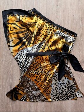 Cache Gold and Black Animal Print Top